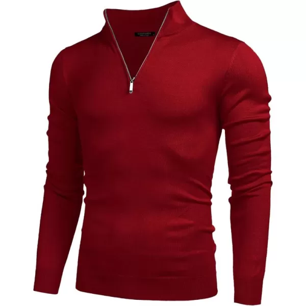 COOFANDY Men's Quarter Zip Up Sweaters Slim Fit Lightweight Mock Neck Pullover Casual Polo Sweaters