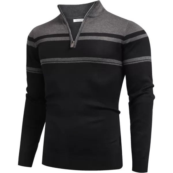COOFANDY Men's Quarter Zip Up Sweaters Slim Fit Lightweight Mock Neck Pullover Casual Polo Sweaters