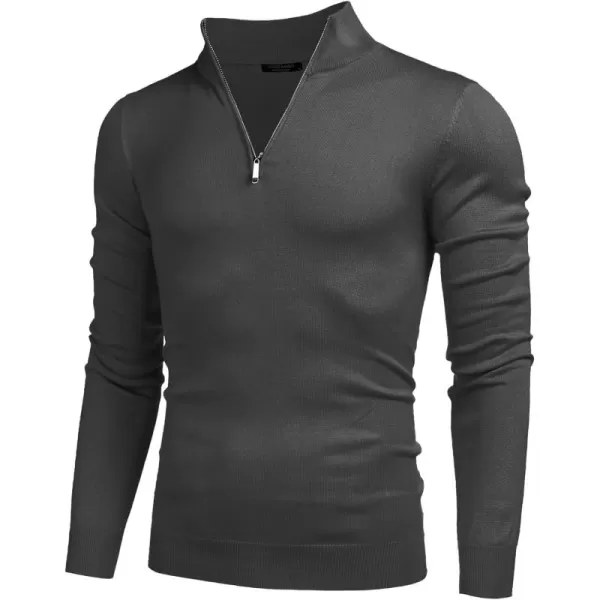 COOFANDY Men's Quarter Zip Up Sweaters Slim Fit Lightweight Mock Neck Pullover Casual Polo Sweaters