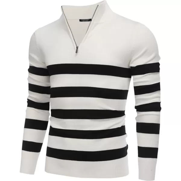 COOFANDY Men's Quarter Zip Up Sweaters Slim Fit Lightweight Mock Neck Pullover Casual Polo Sweaters