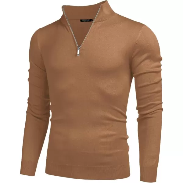 COOFANDY Men's Quarter Zip Up Sweaters Slim Fit Lightweight Mock Neck Pullover Casual Polo Sweaters