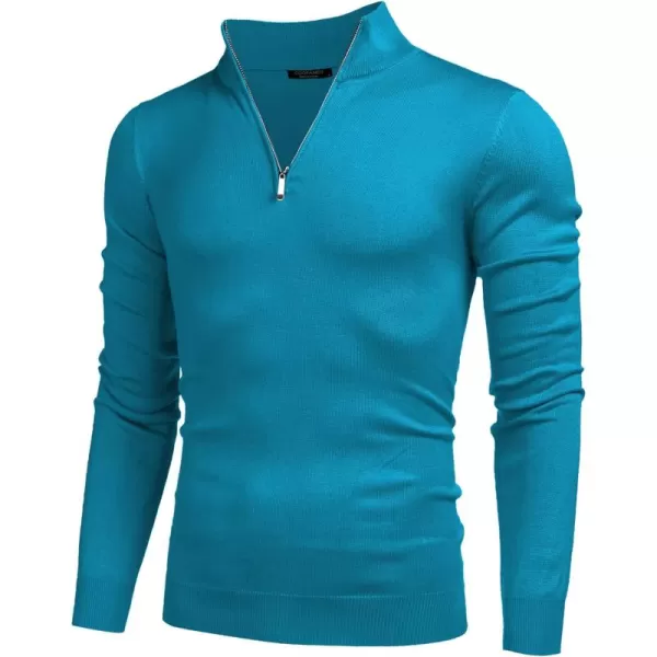 COOFANDY Men's Quarter Zip Up Sweaters Slim Fit Lightweight Mock Neck Pullover Casual Polo Sweaters