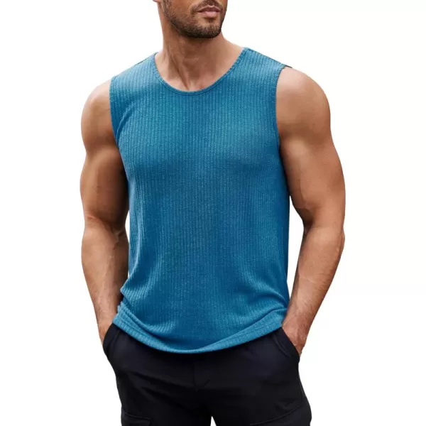 COOFANDY Men's Ribbed Knit Tank Tops Sleeveless Beach Muscle T Shirts Casual Basic Tank Shirts 2 Pack