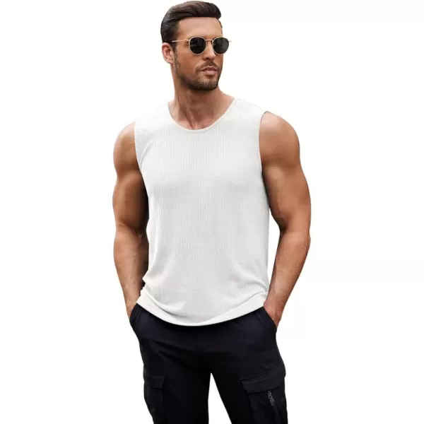 COOFANDY Men's Ribbed Knit Tank Tops Sleeveless Beach Muscle T Shirts Casual Basic Tank Shirts 2 Pack