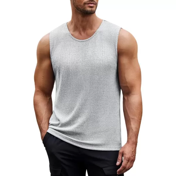 COOFANDY Men's Ribbed Knit Tank Tops Sleeveless Beach Muscle T Shirts Casual Basic Tank Shirts 2 Pack