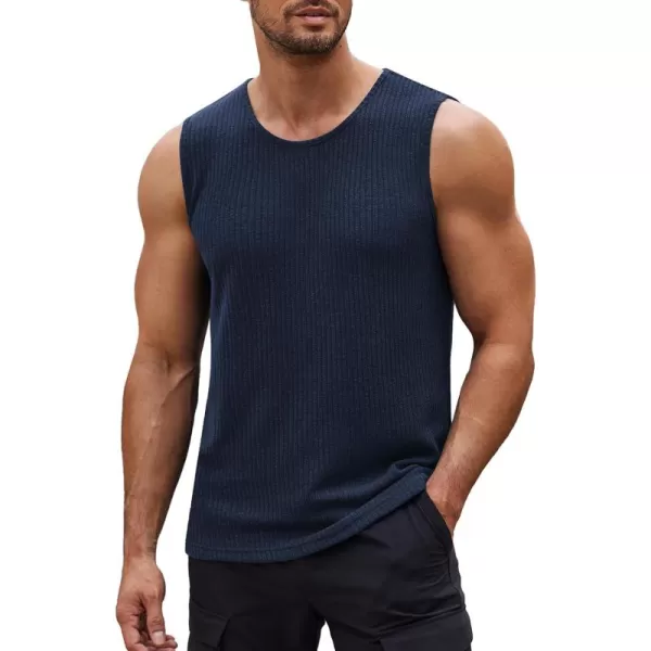 COOFANDY Men's Ribbed Knit Tank Tops Sleeveless Beach Muscle T Shirts Casual Basic Tank Shirts 2 Pack