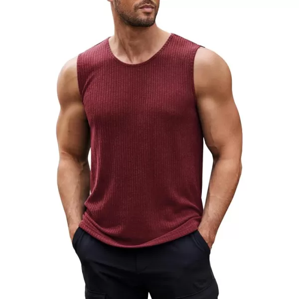 COOFANDY Men's Ribbed Knit Tank Tops Sleeveless Beach Muscle T Shirts Casual Basic Tank Shirts 2 Pack