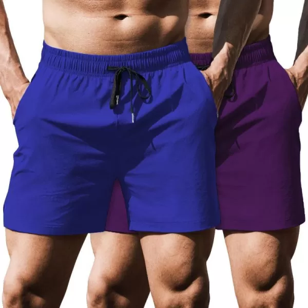 COOFANDY Men's Running Athletic Shorts 5 Inch 2 Pack Gym Workout Shorts Fitted Exercise Hiking Shorts with Zipper Pocket