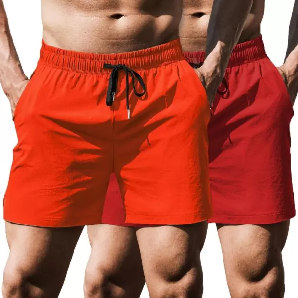 COOFANDY Men's Running Athletic Shorts 5 Inch 2 Pack Gym Workout Shorts Fitted Exercise Hiking Shorts with Zipper Pocket