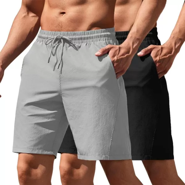 COOFANDY Men's Running Athletic Shorts 9" Gym Workout Lightweight Elastic Waist Sports Shorts