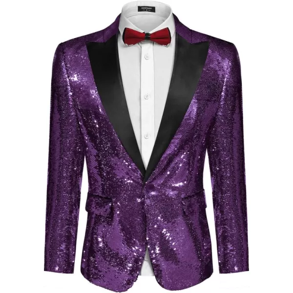 COOFANDY Mens Sequin Blazer Tuxedo Party Prom Wedding Tuxedo One Button Jacket