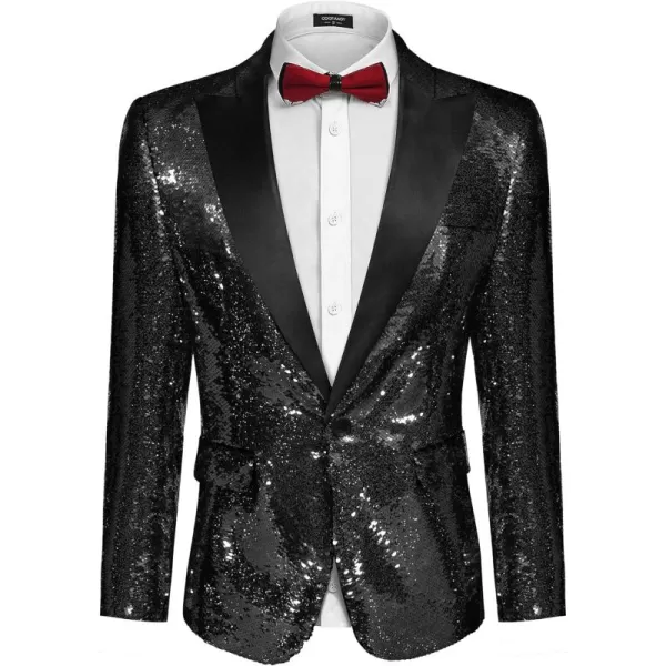 COOFANDY Mens Sequin Blazer Tuxedo Party Prom Wedding Tuxedo One Button Jacket