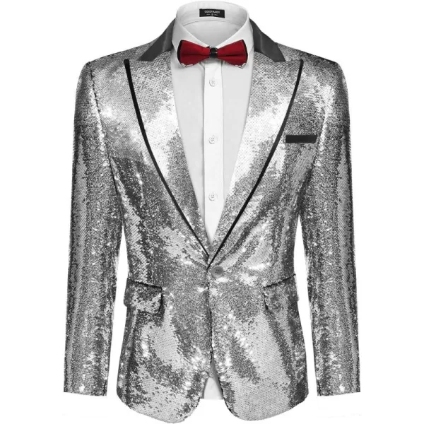 COOFANDY Mens Sequin Blazer Tuxedo Party Prom Wedding Tuxedo One Button Jacket