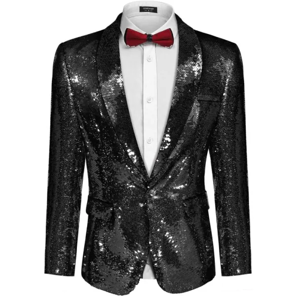 COOFANDY Mens Sequin Blazer Tuxedo Party Prom Wedding Tuxedo One Button Jacket