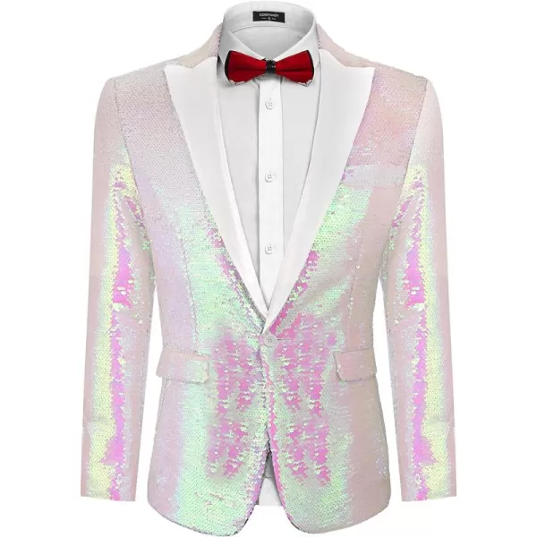 COOFANDY Mens Sequin Blazer Tuxedo Party Prom Wedding Tuxedo One Button Jacket
