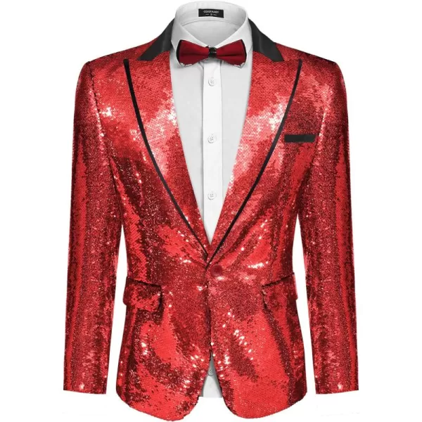 COOFANDY Mens Sequin Blazer Tuxedo Party Prom Wedding Tuxedo One Button Jacket