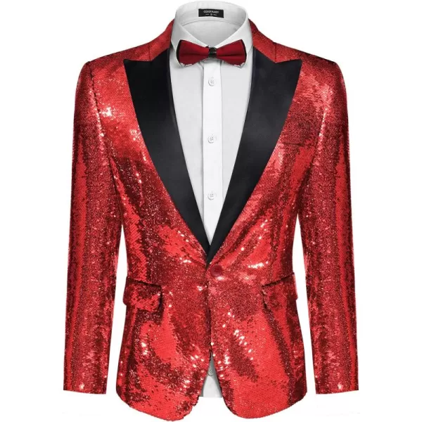 COOFANDY Mens Sequin Blazer Tuxedo Party Prom Wedding Tuxedo One Button Jacket