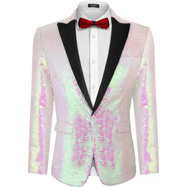 COOFANDY Mens Sequin Blazer Tuxedo Party Prom Wedding Tuxedo One Button Jacket