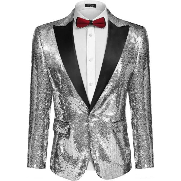 COOFANDY Mens Sequin Blazer Tuxedo Party Prom Wedding Tuxedo One Button Jacket