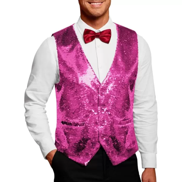 COOFANDY Men's Sequins Vest Slim Fit Christmas Party Vest Shiny Dress Waistcoat for Wedding, Prom, Events