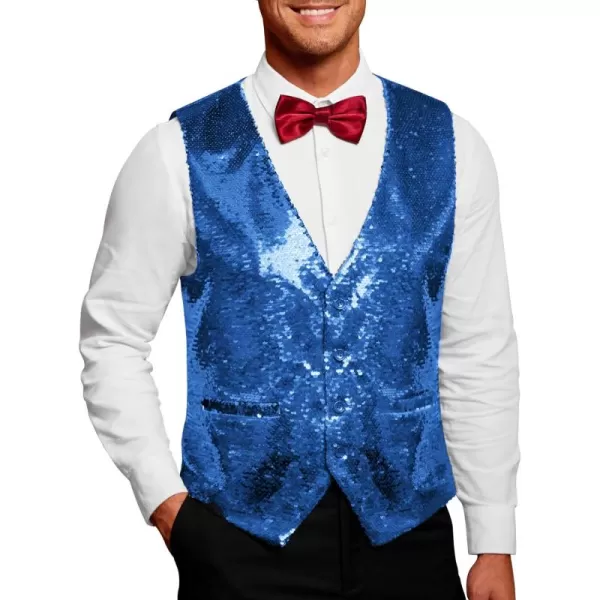 COOFANDY Men's Sequins Vest Slim Fit Christmas Party Vest Shiny Dress Waistcoat for Wedding, Prom, Events