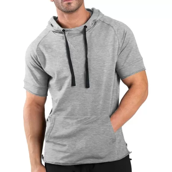 COOFANDY Men's Short Sleeve Hoodie Workout Gym Sweatshirt Muscle Fit Fashion Athletic Hoodies Pullover Cotton Hooded T-Shirts