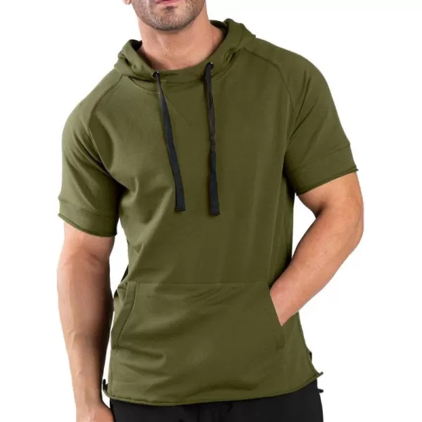 COOFANDY Men's Short Sleeve Hoodie Workout Gym Sweatshirt Muscle Fit Fashion Athletic Hoodies Pullover Cotton Hooded T-Shirts