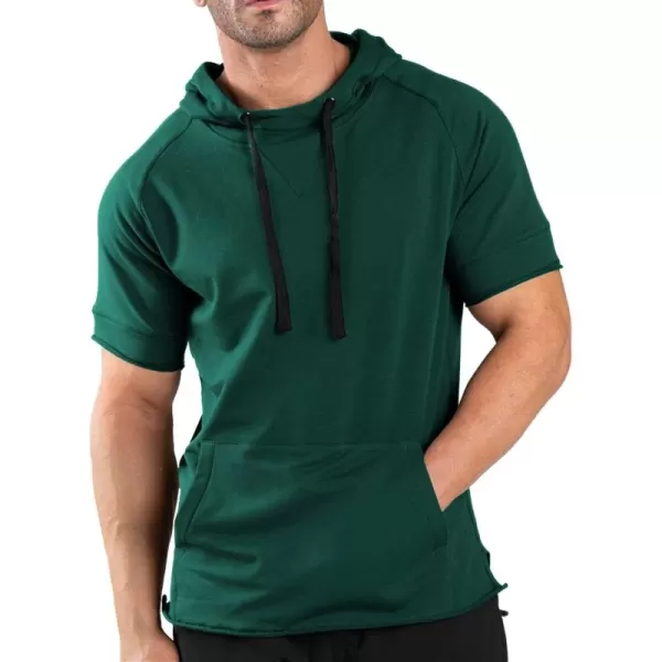 COOFANDY Men's Short Sleeve Hoodie Workout Gym Sweatshirt Muscle Fit Fashion Athletic Hoodies Pullover Cotton Hooded T-Shirts