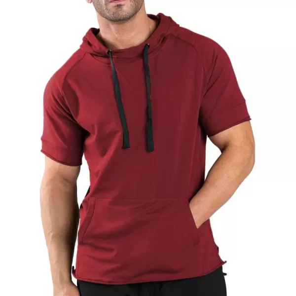 COOFANDY Men's Short Sleeve Hoodie Workout Gym Sweatshirt Muscle Fit Fashion Athletic Hoodies Pullover Cotton Hooded T-Shirts