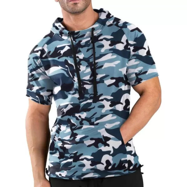COOFANDY Men's Short Sleeve Hoodie Workout Gym Sweatshirt Muscle Fit Fashion Athletic Hoodies Pullover Cotton Hooded T-Shirts