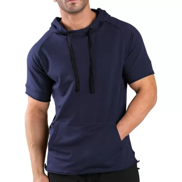 COOFANDY Men's Short Sleeve Hoodie Workout Gym Sweatshirt Muscle Fit Fashion Athletic Hoodies Pullover Cotton Hooded T-Shirts