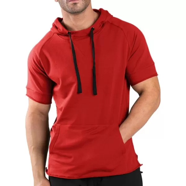 COOFANDY Men's Short Sleeve Hoodie Workout Gym Sweatshirt Muscle Fit Fashion Athletic Hoodies Pullover Cotton Hooded T-Shirts