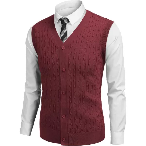 COOFANDY Men's Sleeveless Sweater Vest V-Neck Casual Cable Knit Button Down Cardigan Vest