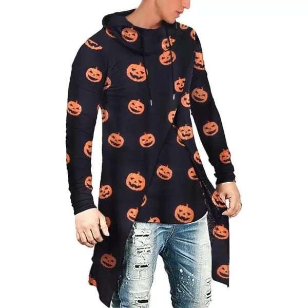 COOFANDY Men's Slim Fit Hoodie Lightweight Hooded Sweatshirt Casual Hip Hop Long Length Cloak Hooded Cape Pullover