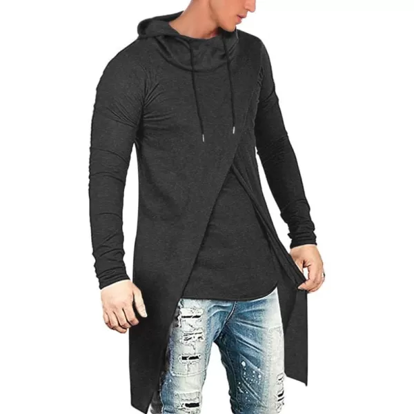 COOFANDY Men's Slim Fit Hoodie Lightweight Hooded Sweatshirt Casual Hip Hop Long Length Cloak Hooded Cape Pullover
