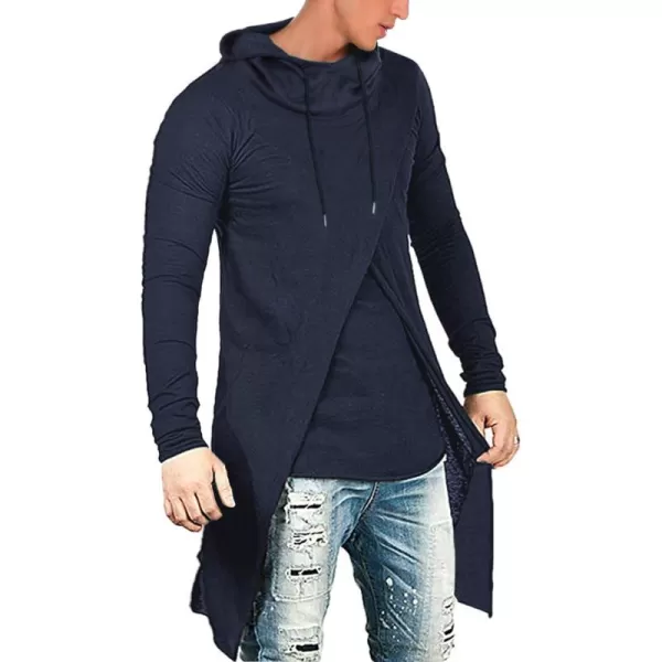 COOFANDY Men's Slim Fit Hoodie Lightweight Hooded Sweatshirt Casual Hip Hop Long Length Cloak Hooded Cape Pullover