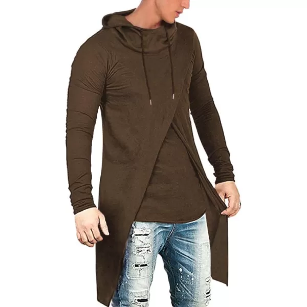 COOFANDY Men's Slim Fit Hoodie Lightweight Hooded Sweatshirt Casual Hip Hop Long Length Cloak Hooded Cape Pullover