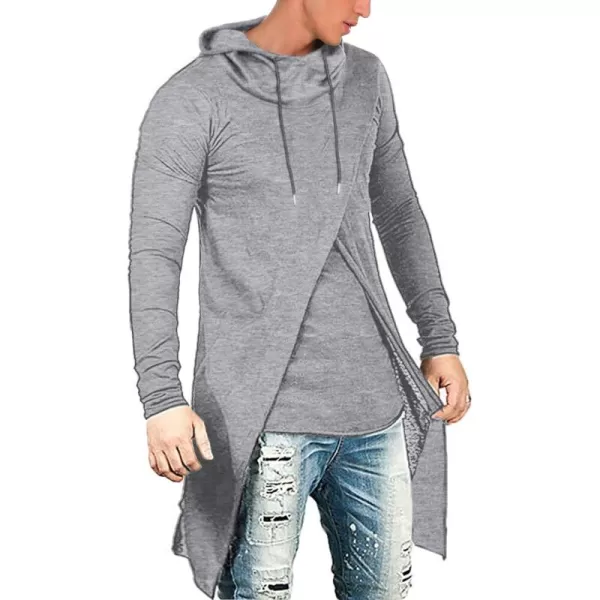 COOFANDY Men's Slim Fit Hoodie Lightweight Hooded Sweatshirt Casual Hip Hop Long Length Cloak Hooded Cape Pullover