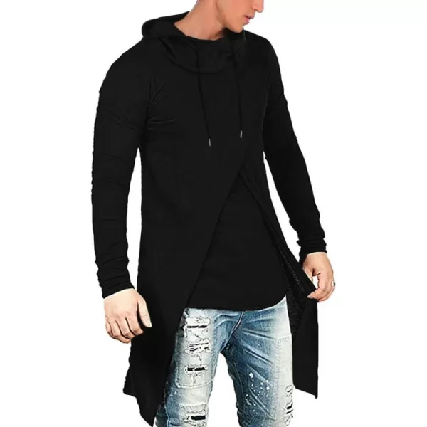 COOFANDY Men's Slim Fit Hoodie Lightweight Hooded Sweatshirt Casual Hip Hop Long Length Cloak Hooded Cape Pullover