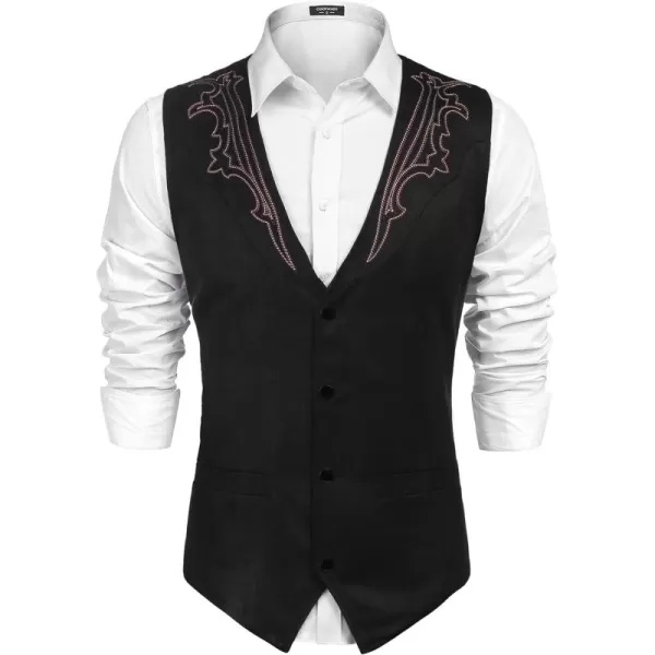 COOFANDY Men's Suede Leather Suit Vest Casual Western Vest Jacket Slim Fit Vest Waistcoat)