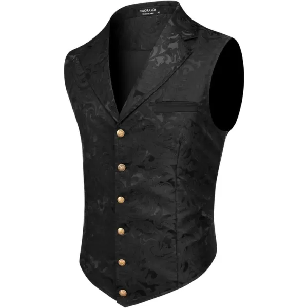 COOFANDY Mens Suit Vest Paisley Floral Victorian Vests Gothic Steampunk Formal Waistcoat Tuxedo Vests with Notched Lapels