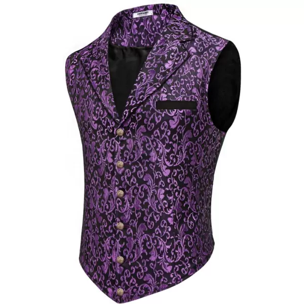 COOFANDY Mens Suit Vest Paisley Floral Victorian Vests Gothic Steampunk Formal Waistcoat Tuxedo Vests with Notched Lapels