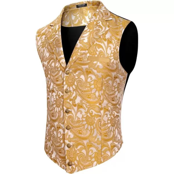 COOFANDY Mens Suit Vest Paisley Floral Victorian Vests Gothic Steampunk Formal Waistcoat Tuxedo Vests with Notched Lapels