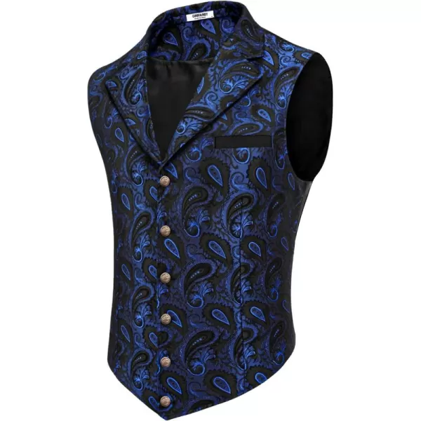 COOFANDY Mens Suit Vest Paisley Floral Victorian Vests Gothic Steampunk Formal Waistcoat Tuxedo Vests with Notched Lapels