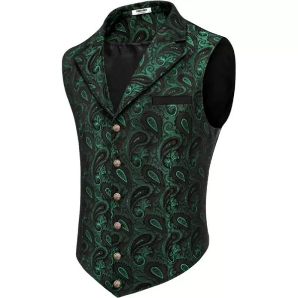 COOFANDY Mens Suit Vest Paisley Floral Victorian Vests Gothic Steampunk Formal Waistcoat Tuxedo Vests with Notched Lapels