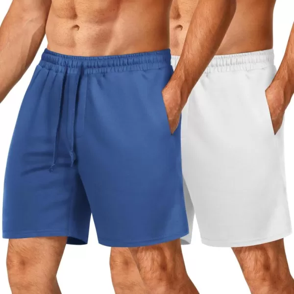 COOFANDY Men's Sweat Shorts 2 Pack Athletic Workout Shorts 7" Casual Sports Joggers Short Pants with Pockets