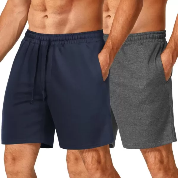 COOFANDY Men's Sweat Shorts 2 Pack Athletic Workout Shorts 7" Casual Sports Joggers Short Pants with Pockets