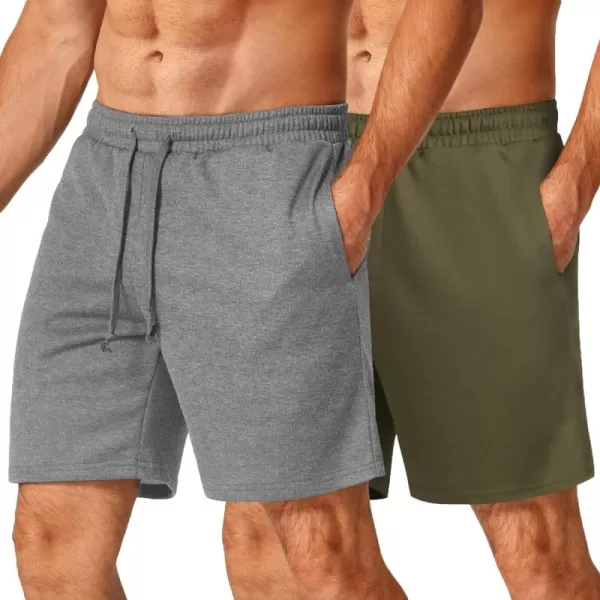 COOFANDY Men's Sweat Shorts 2 Pack Athletic Workout Shorts 7" Casual Sports Joggers Short Pants with Pockets