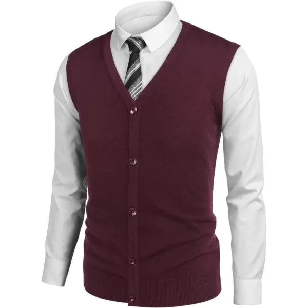 COOFANDY Men's Sweater Vest V Neck Casual Sleeveless Knitted Button Cardigan Vest
