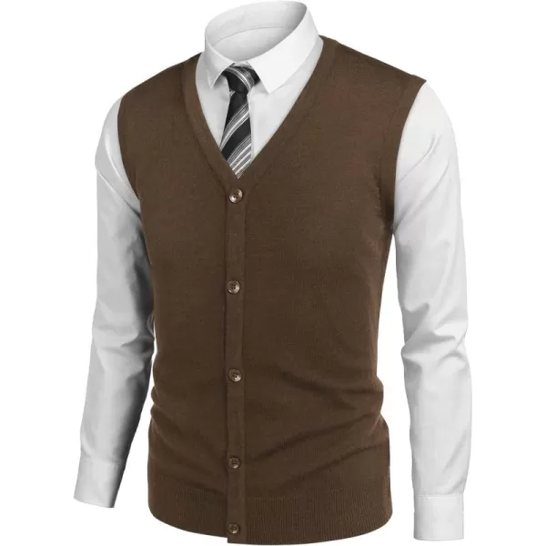 COOFANDY Men's Sweater Vest V Neck Casual Sleeveless Knitted Button Cardigan Vest